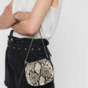 All Saints Snake Print Mini Round Crossbody Bag